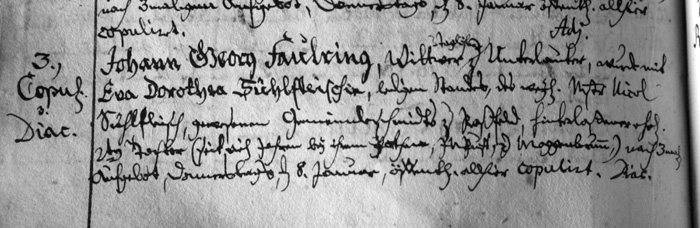 Marriage Record of Johann Georg Faulring