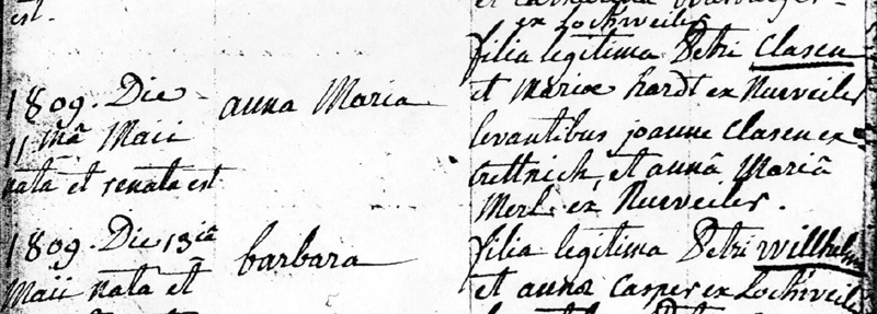 Anna Maria's Baptismal Record